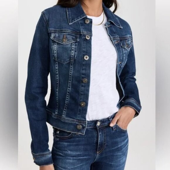 AG ADRIANO GOLDSCHMIED THE ROBYN DENIM JACKET FITTED STRETCH JEAN JACKET sz XS - Picture 1 of 9